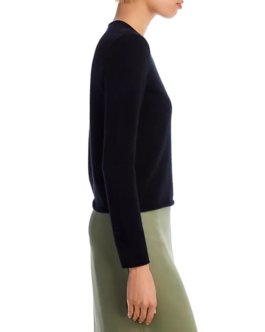 Casual Style Rolled Edge Cashmere Sweater