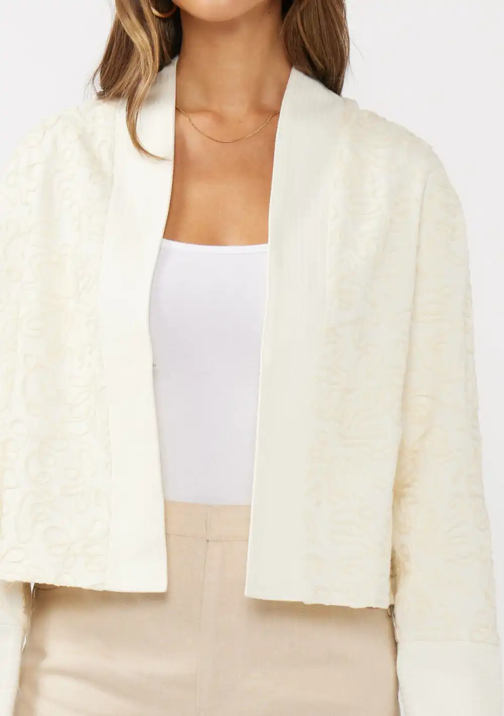 Soutache Detail Open Front Jacket