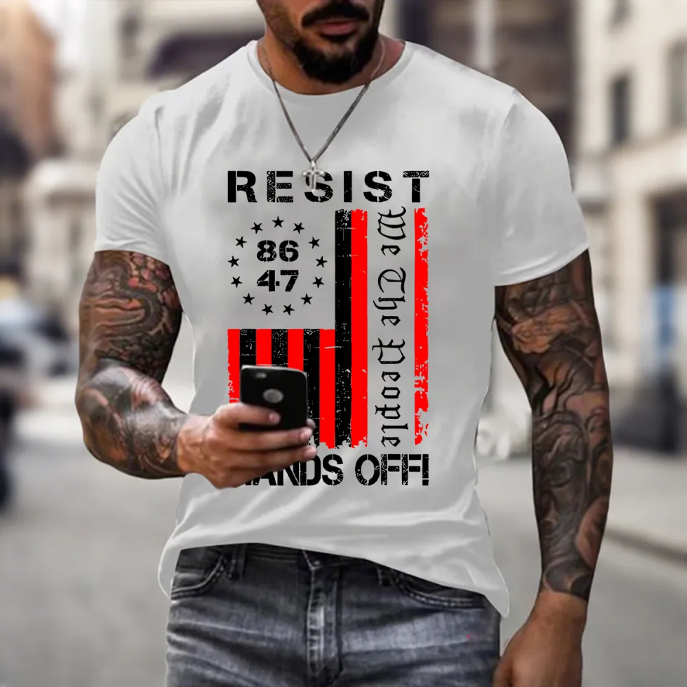 Resist Hands Off 8647 We The People American Flag Protest T-Shirt
