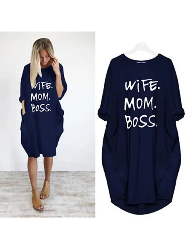 Women's Pajamas Loungewear Nightgown Sleepwear Letter Fashion Simple Basic Home Daily Mother's Day Polyester Pullover Summer Spring claret Orange red