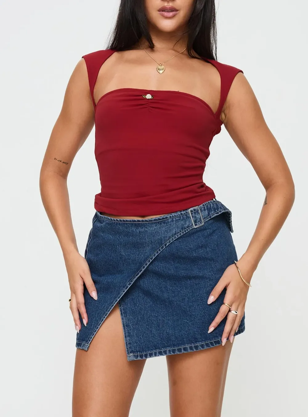 Denim Wrap Mini Skirt