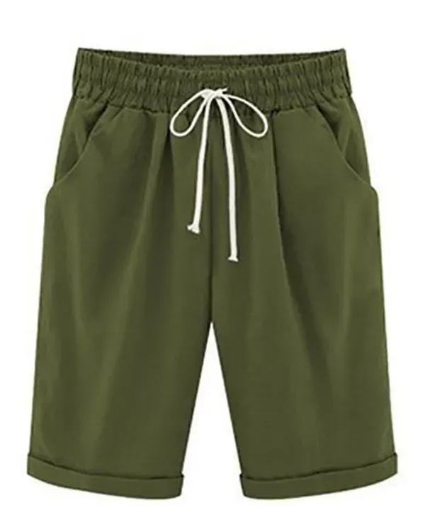 Plus Size Casual Shorts With Pockets for Holiday