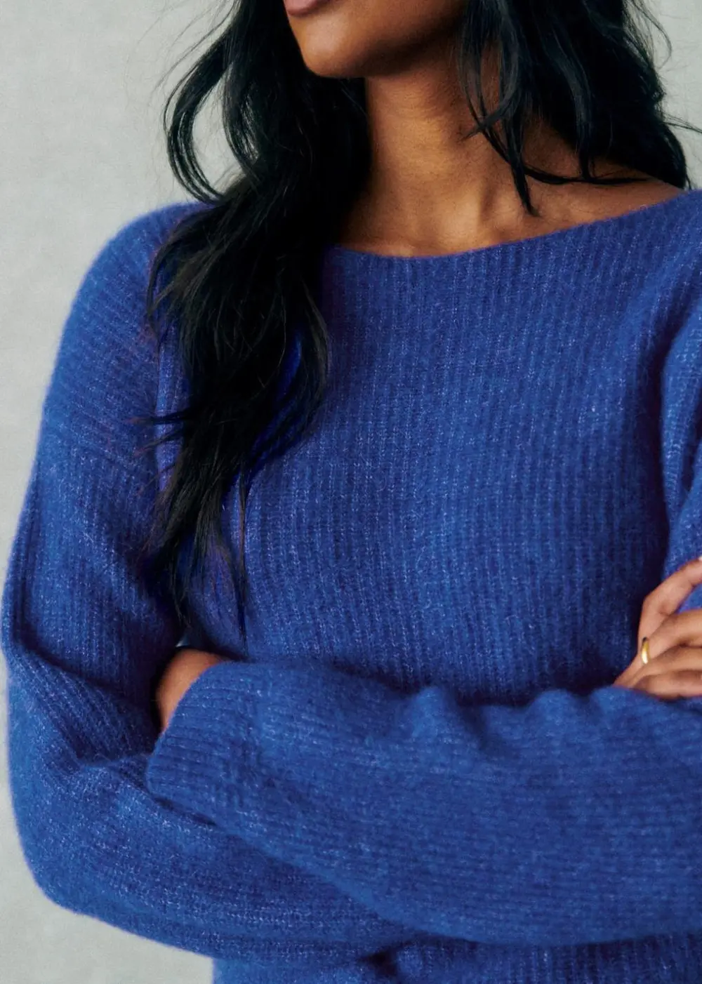 Solid Color Long Aleeve Loose Alpaca Sweater