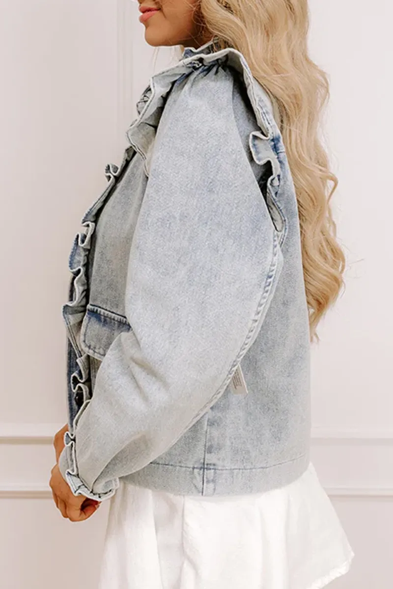 Cute French Ruffles Women's Denim Jacket