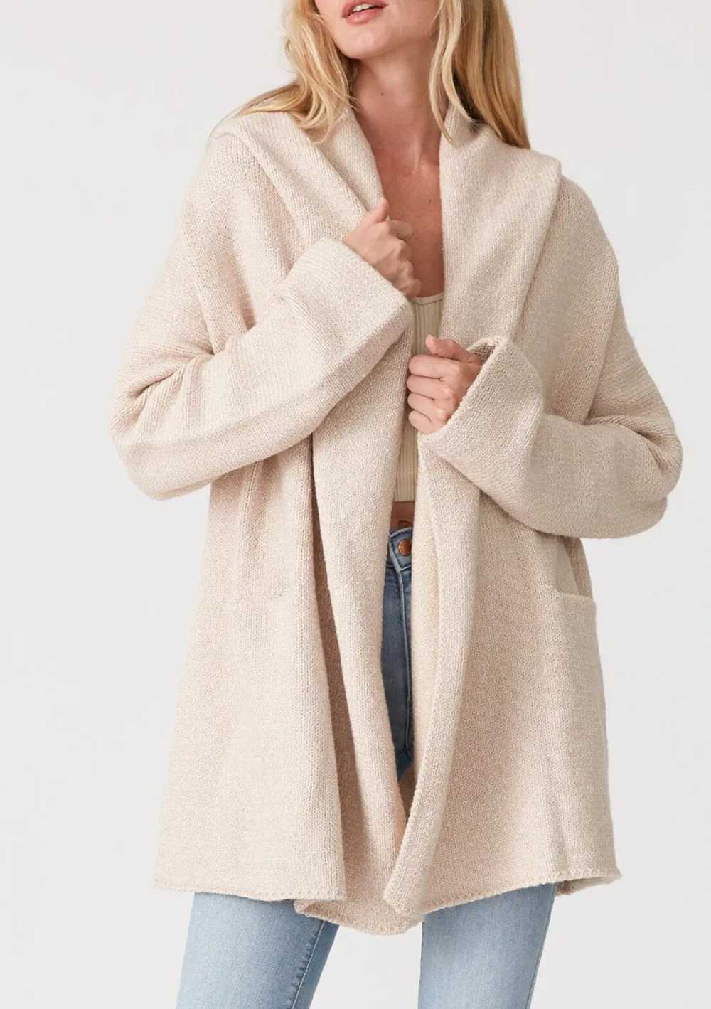 Open Front Drop Shoulder Coat