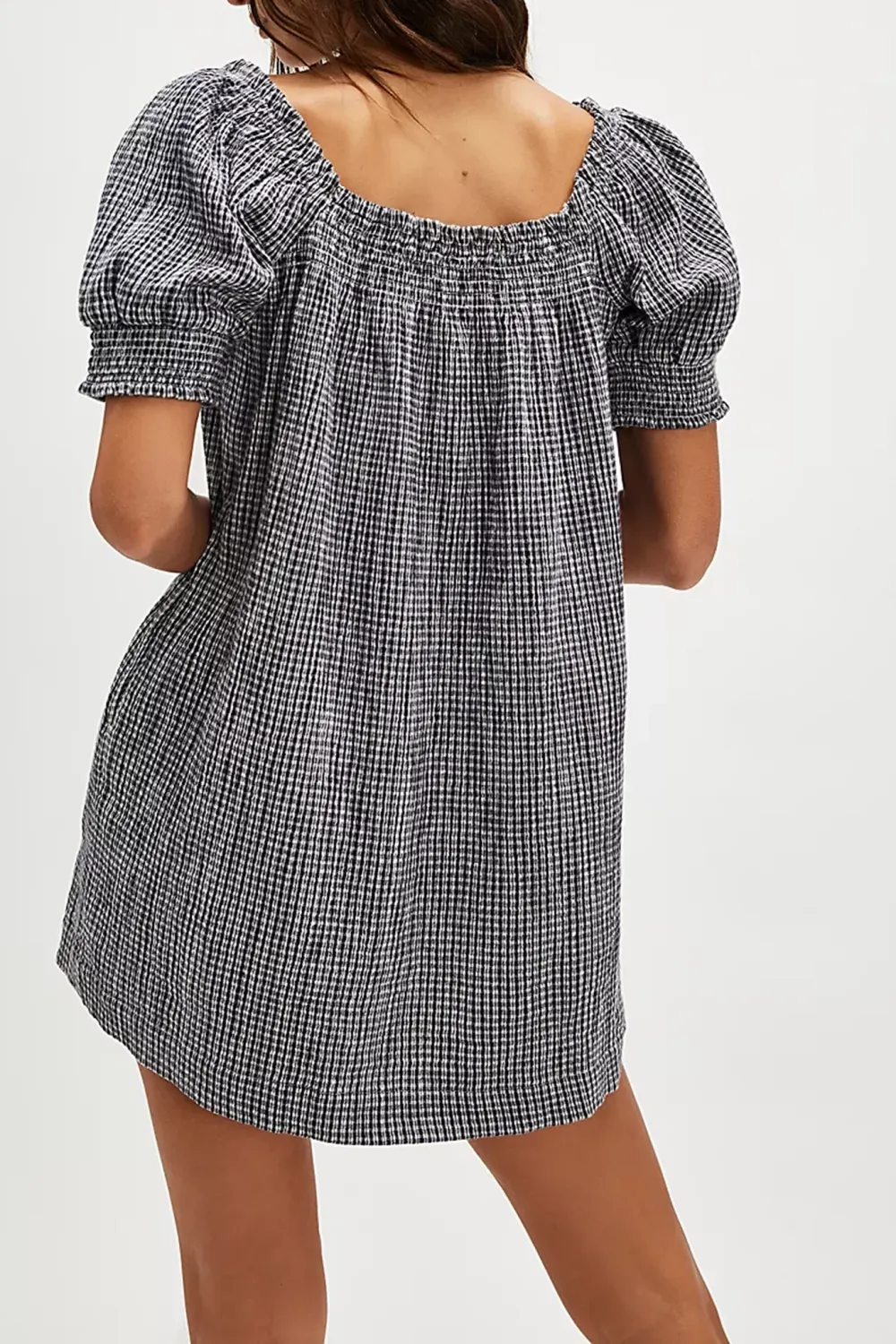 Plaid Square Neck Mini Dress