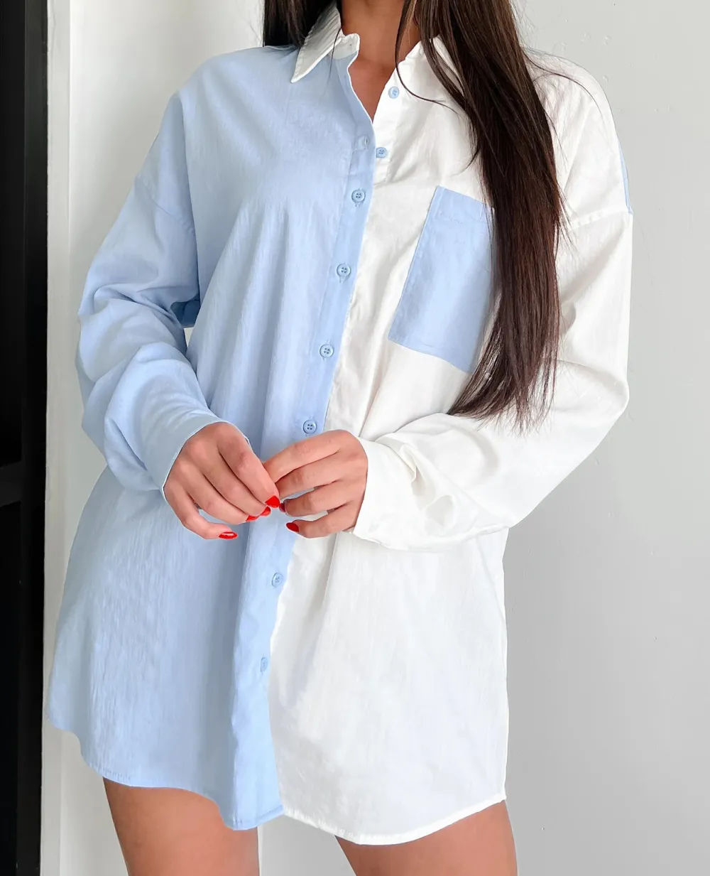 Fresh And Stylish Color-Blocked Shirt
