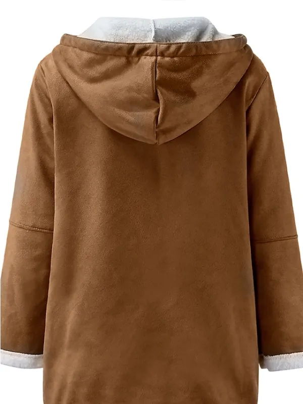 Women's Shearling Jacket Suede Sherpa Jacket Fleece Lined Teddy Coat Warm Winter Coat Fall Windproof Long Coat with Pockets Maillard Classic Outerwear Long Sleeve Fall Blue Brown