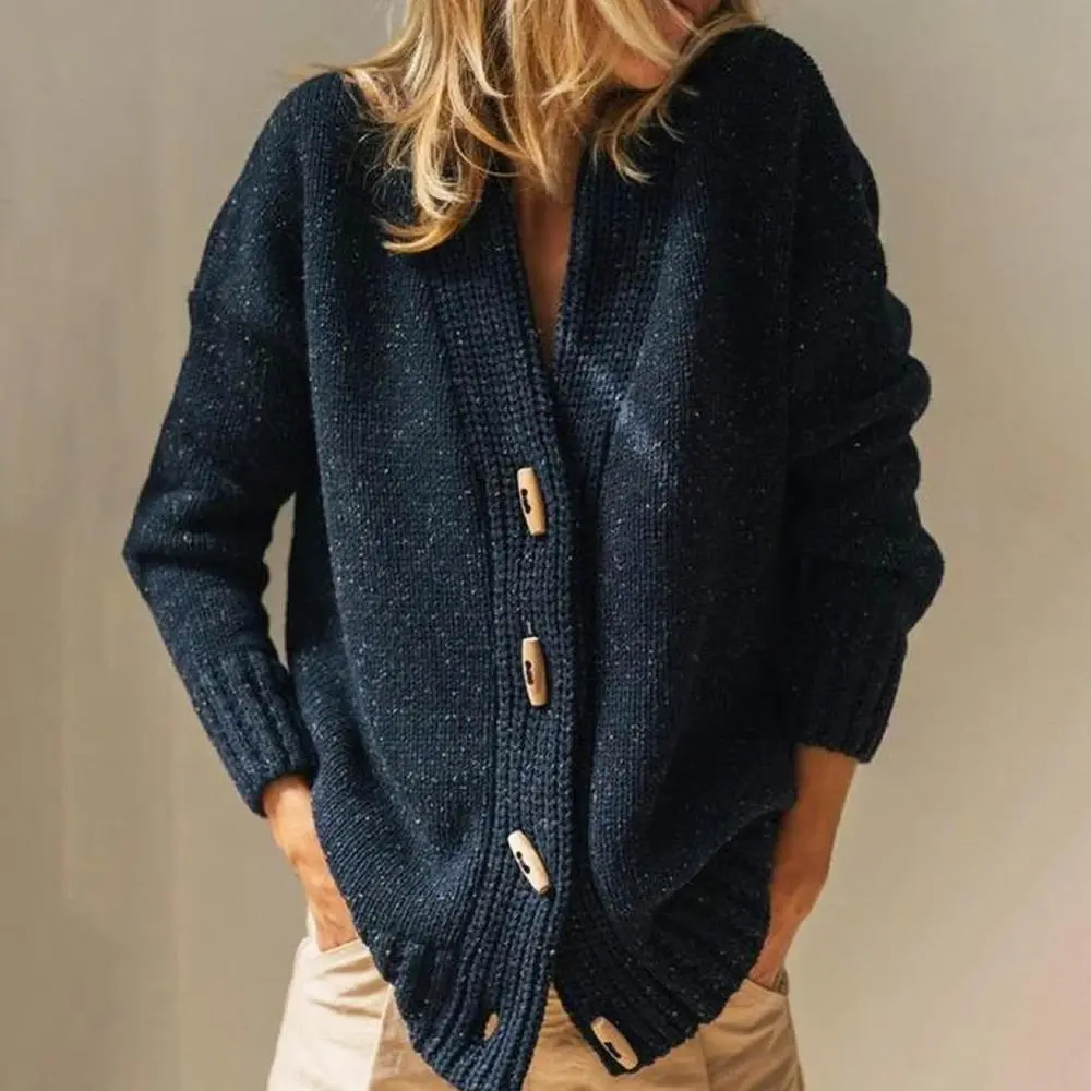 Blue Long Sleeve Plain Sweater