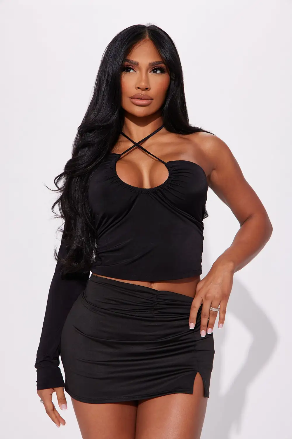 Crishelle One Shoulder Top - Black