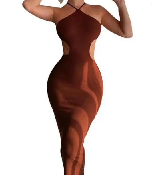 Sleeveless Nude Backless Dress – Modish Style