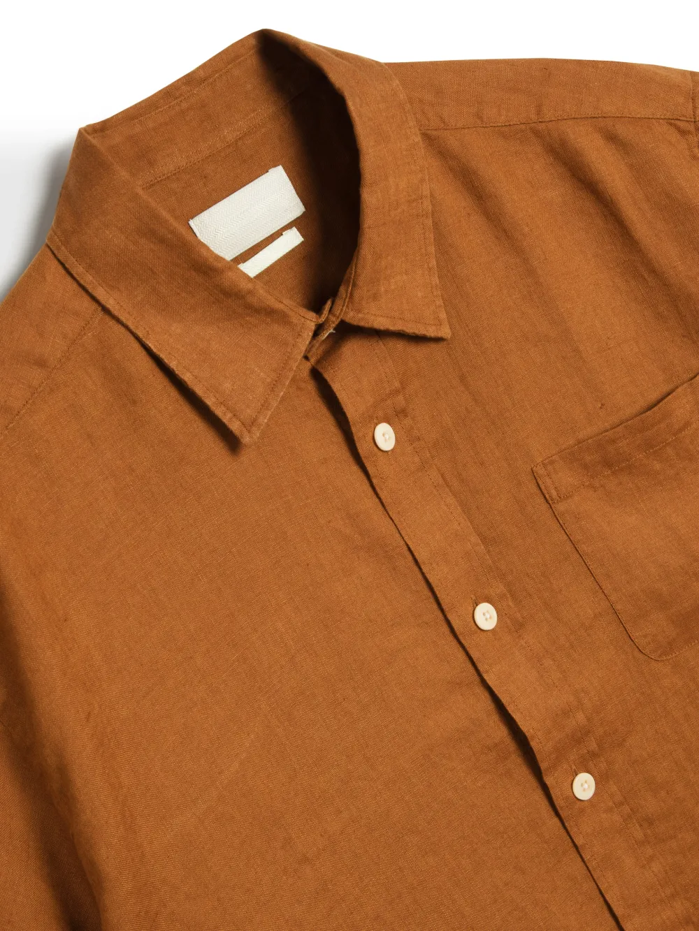 Orange Oversized Linen Short-Sleeve Shirt