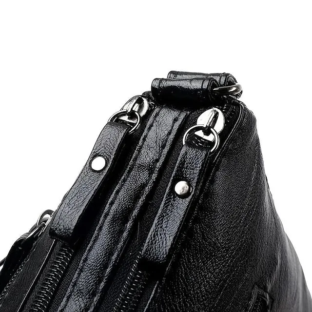 Women's Crossbody Bag Shoulder Bag PU Leather Outdoor Office Zipper Adjustable Large Capacity Lightweight Flower Black