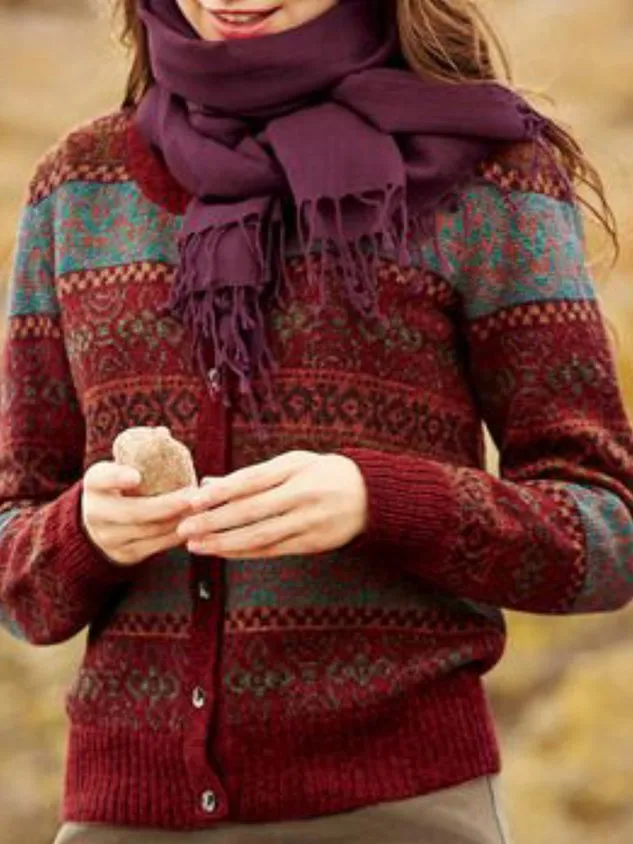 Tribal Shift  Crew Neck Cardigan