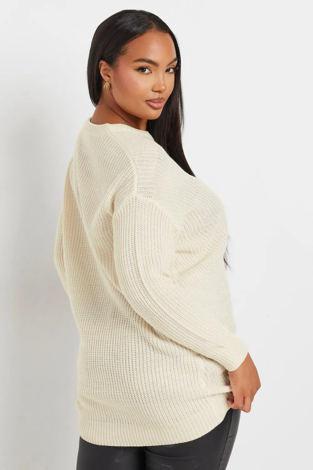 YOURS Curve Black & White Essential Knitted Jumper