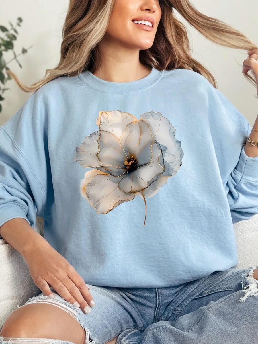 Gold Outline Floral Sweatshirt
