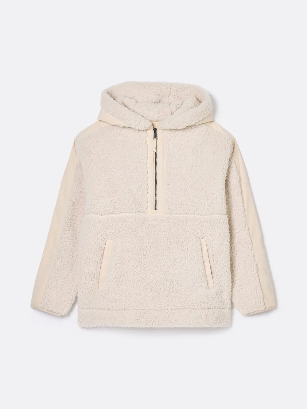 Slight Stretch Cream Hooded Fleece