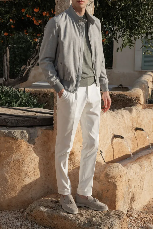 Grey Short Jacket In  Fabric