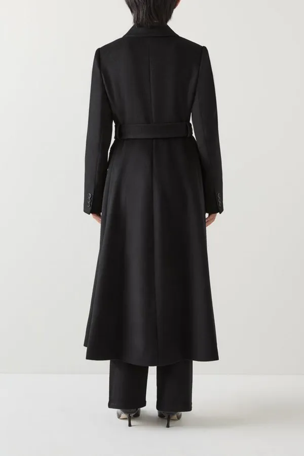 Black Belted Wool Coat