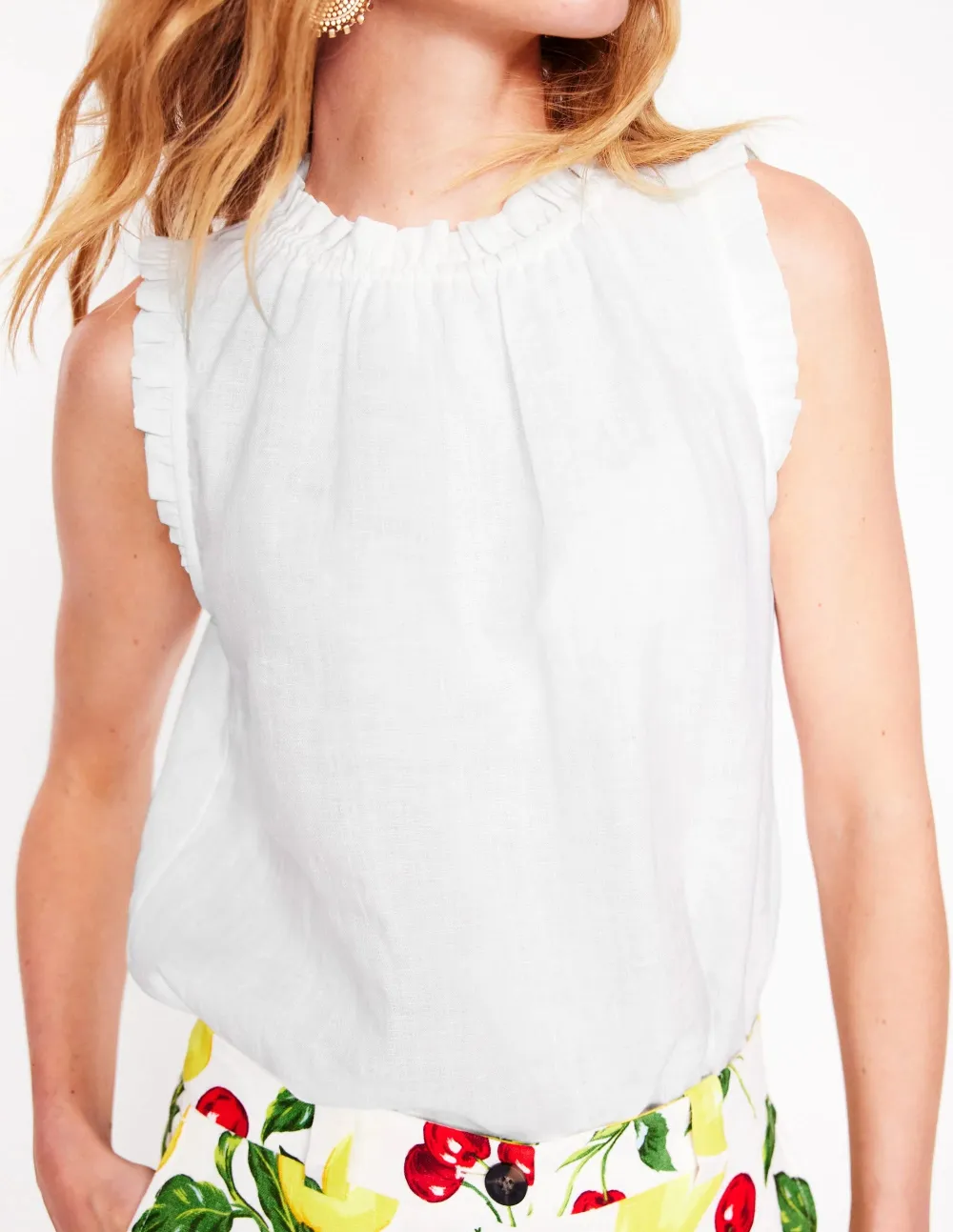 Ruffle Linen Top