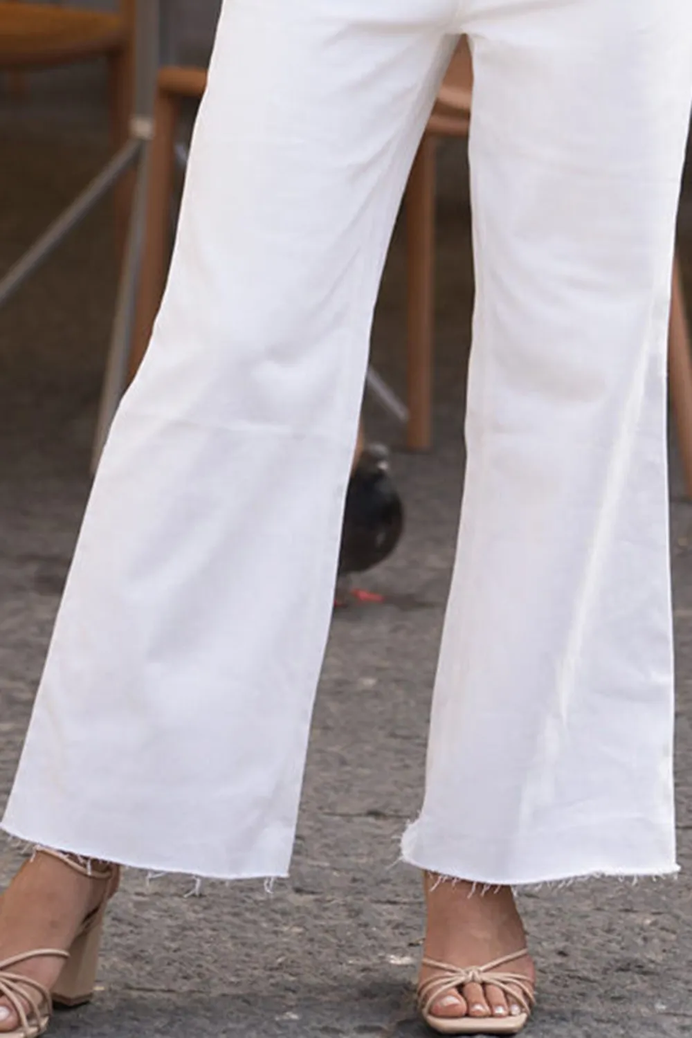 Seaside White High Rise Straight Leg Jeans