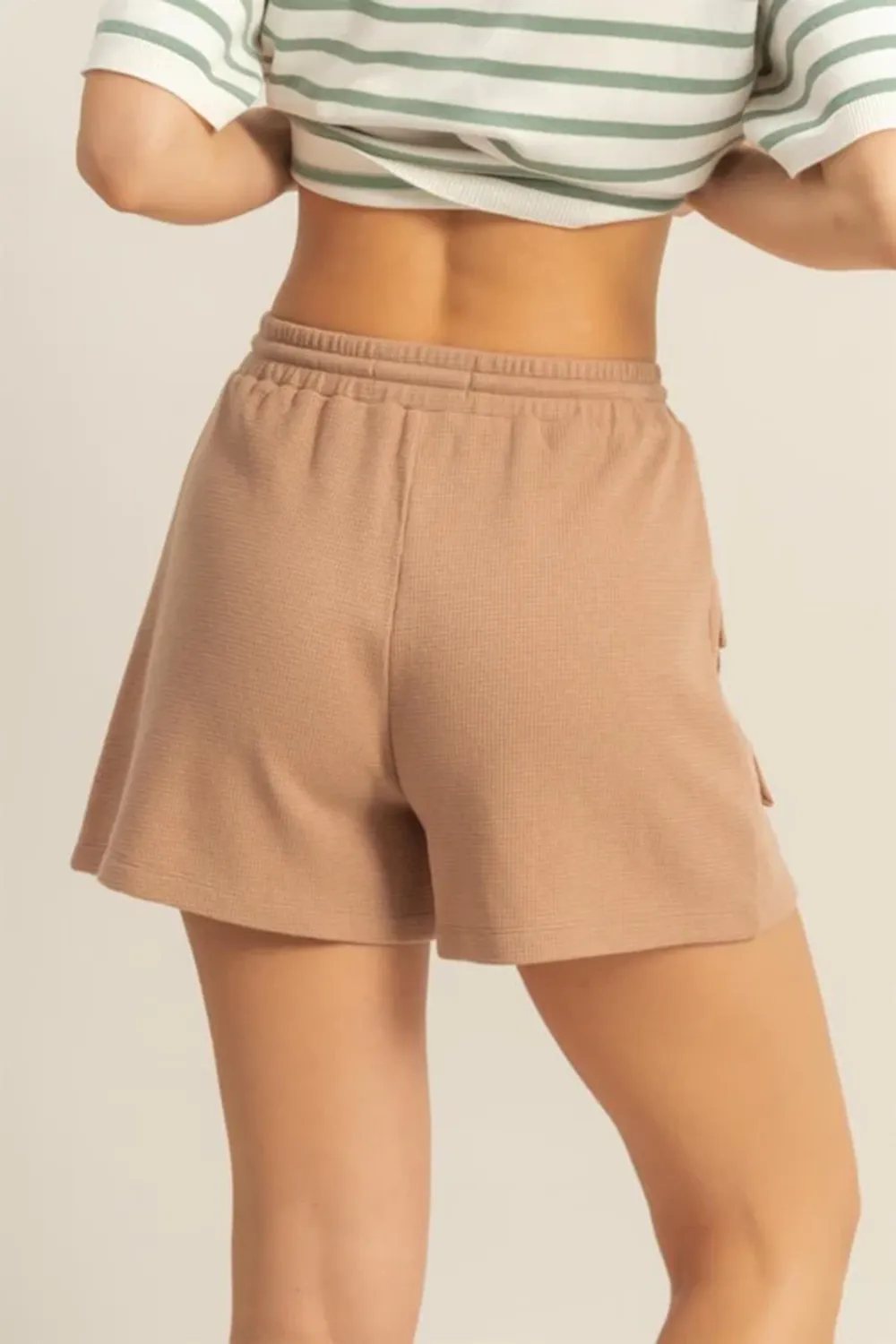 Retro Slim-Fit Pale Brown Shorts