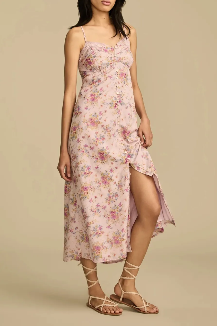 Floral Lace Trimmed Slip Dress