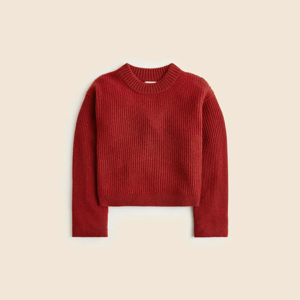 Ribbed Cashmere Cropped Crewneck Sweaters