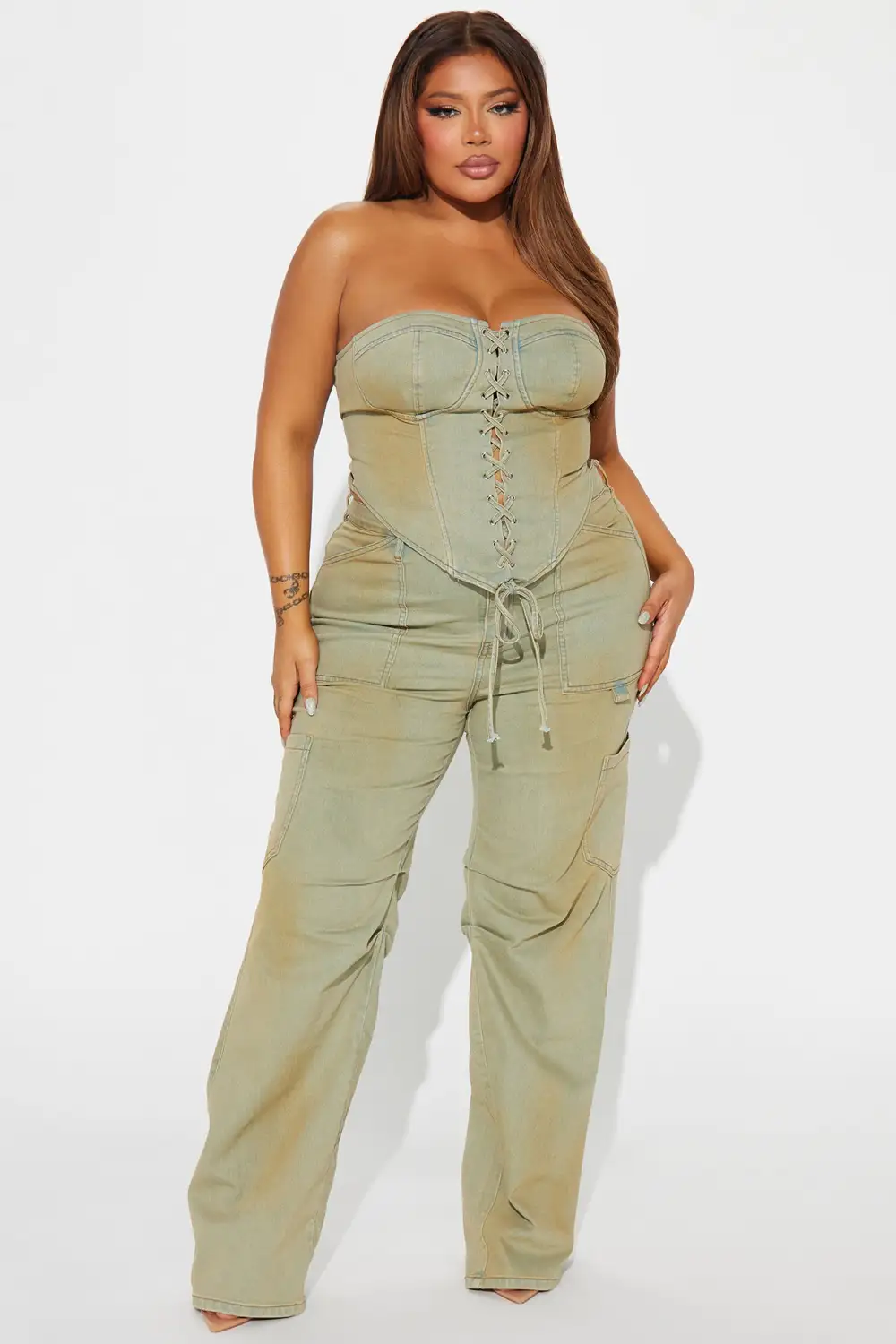 Gianna Tinted Denim Corset Top - Light Wash