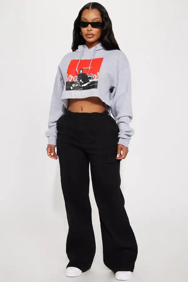 Boyz N The Hood Raw Hem Hoodie - Heathered Grey