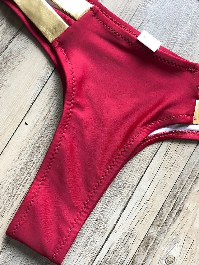 Women's Swimwear Bikini 2 Piece Normal Swimsuit Open Back Cut Out Sexy Leopard Color Block Leopard Print Black Pink Wine Dusty Rose Camisole Strap Bathing Suits New Vacation Sexy