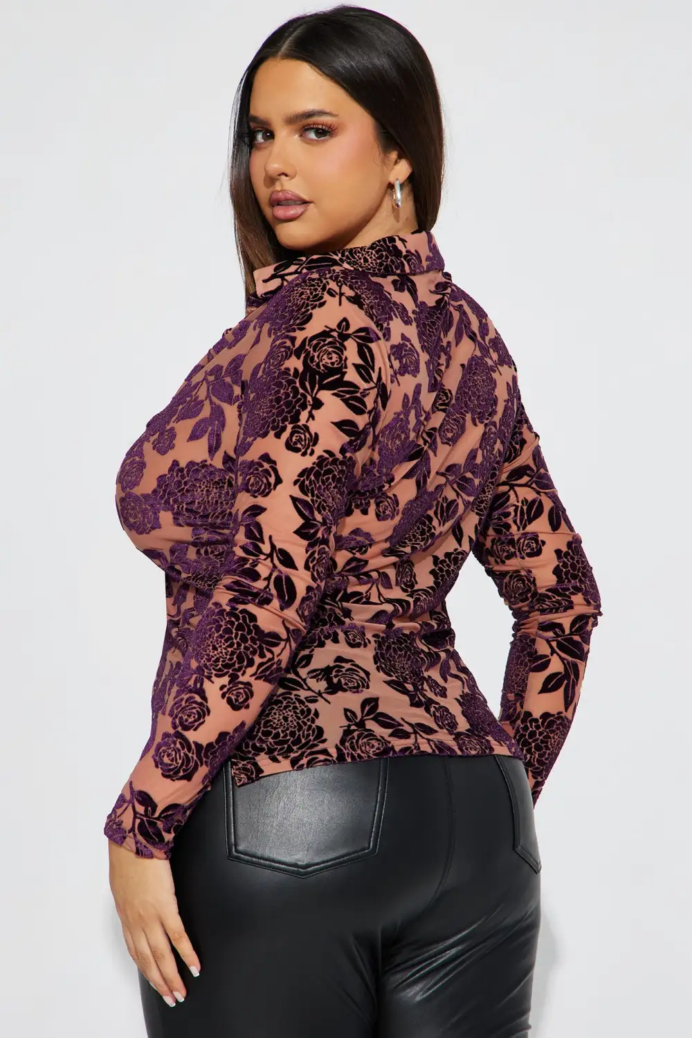 Vivienne Velvet Top - Brown Combo
