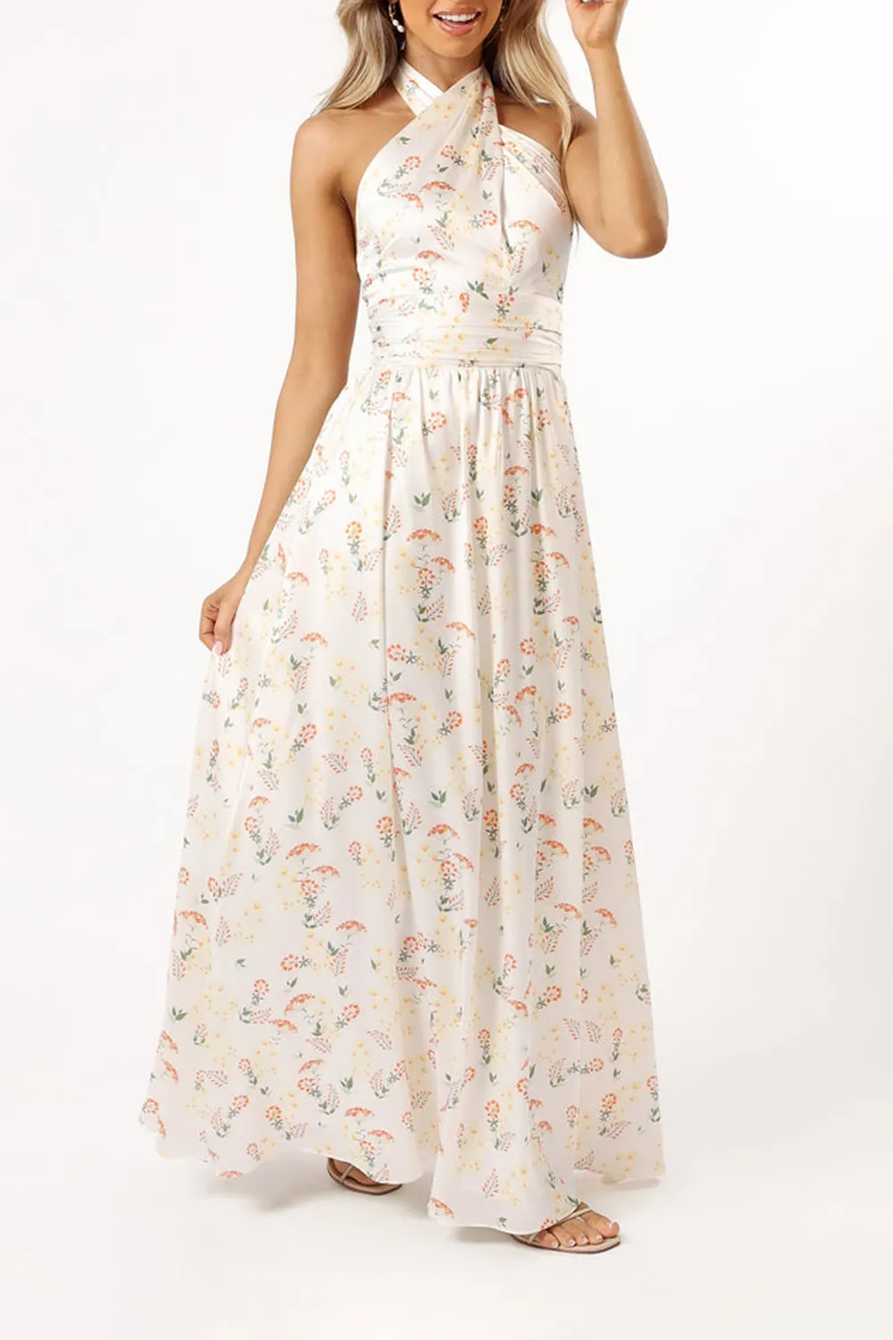 ELEGANT PRINTED OFF-THE-SHOULDER DRESS