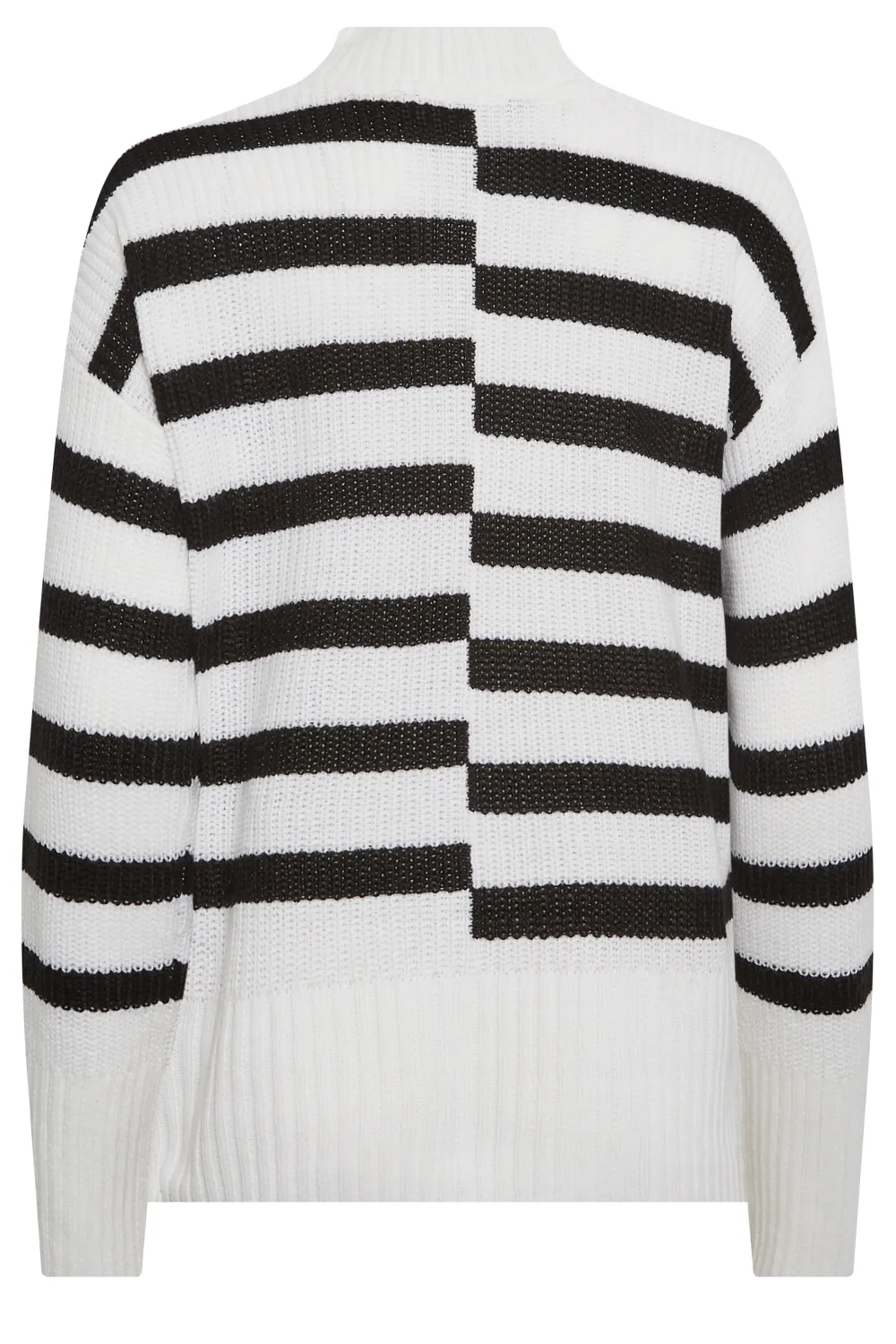 M&Co White & Black Contrast Stripe Turtle Neck Jumper