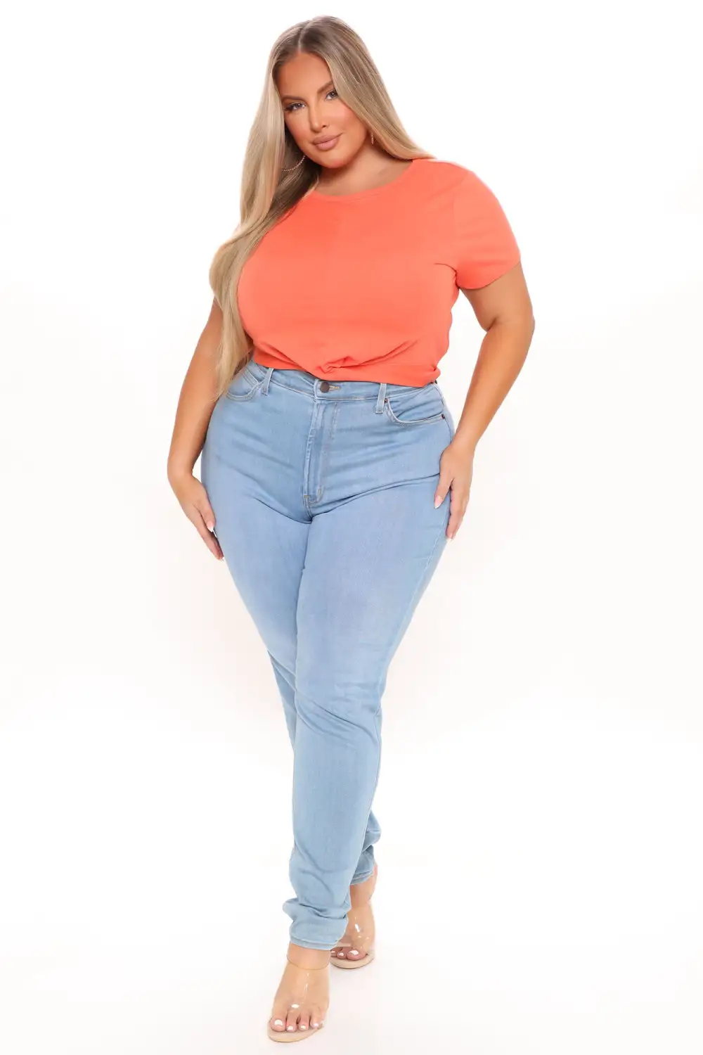 Holly Twist Front Tee - Orange