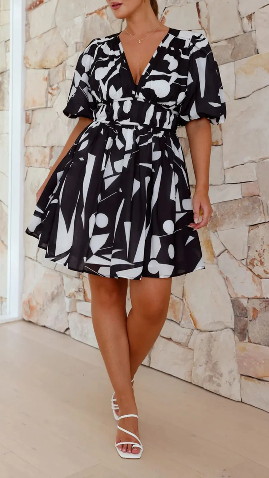 Short Puff Sleeve Mini Dress