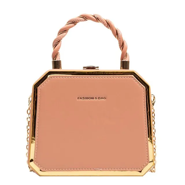 Women's Handbag Crossbody Bag PU Leather Daily Chain Waterproof Durable Letter Black Pink Dark Green