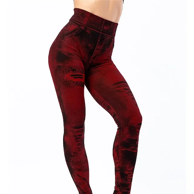 Women's High Elasticity High Waist Athletic Athleisure Black Burgundy S M Summer Spring