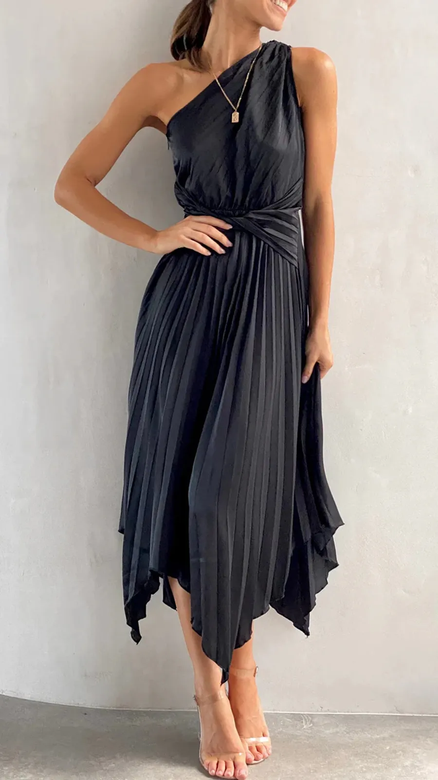 One Shoulder Midi Dress