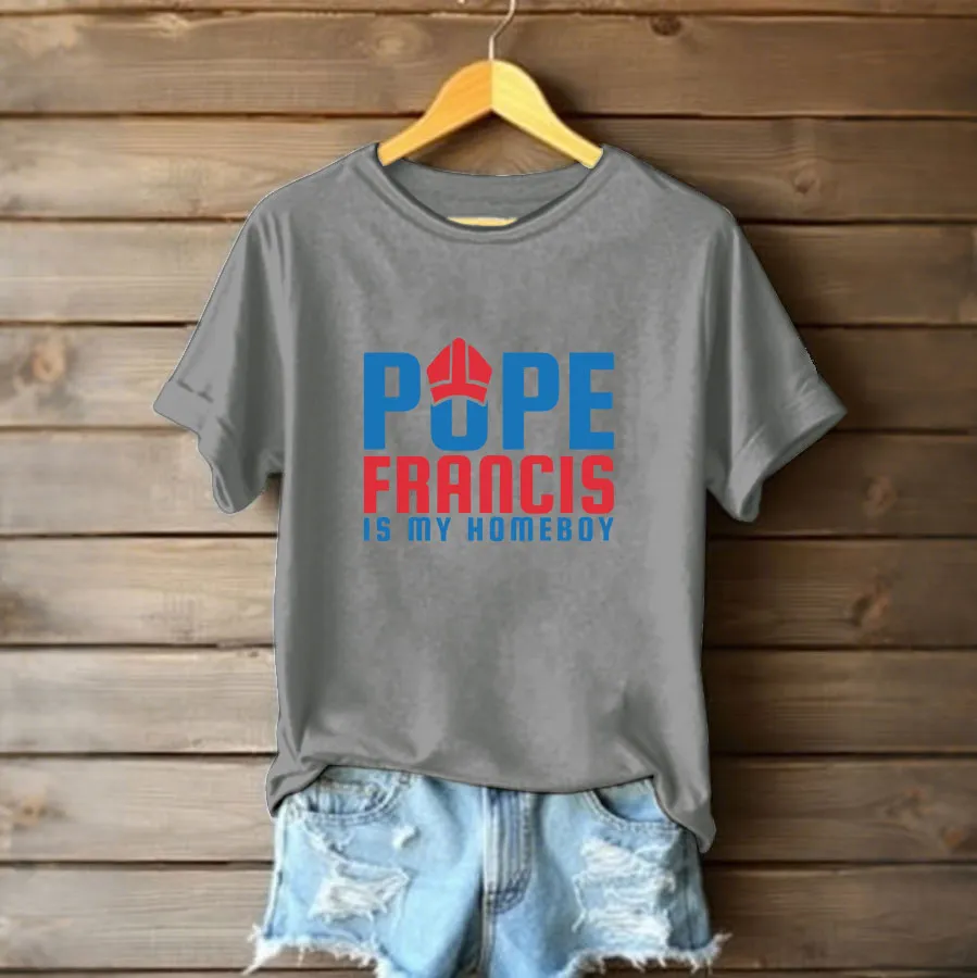 Women's Pf Is My Homeboy Print Short Sleeve Round Neck Cotton T-Shirt