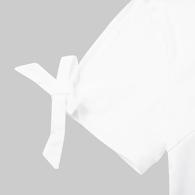 Women's Casual Dress Shift Dress Mini Dress White Short Sleeve Pure Color Bow Spring Summer V Neck Basic Daily Weekend Summer Dress 2023 S M L XL XXL 3XL 4XL