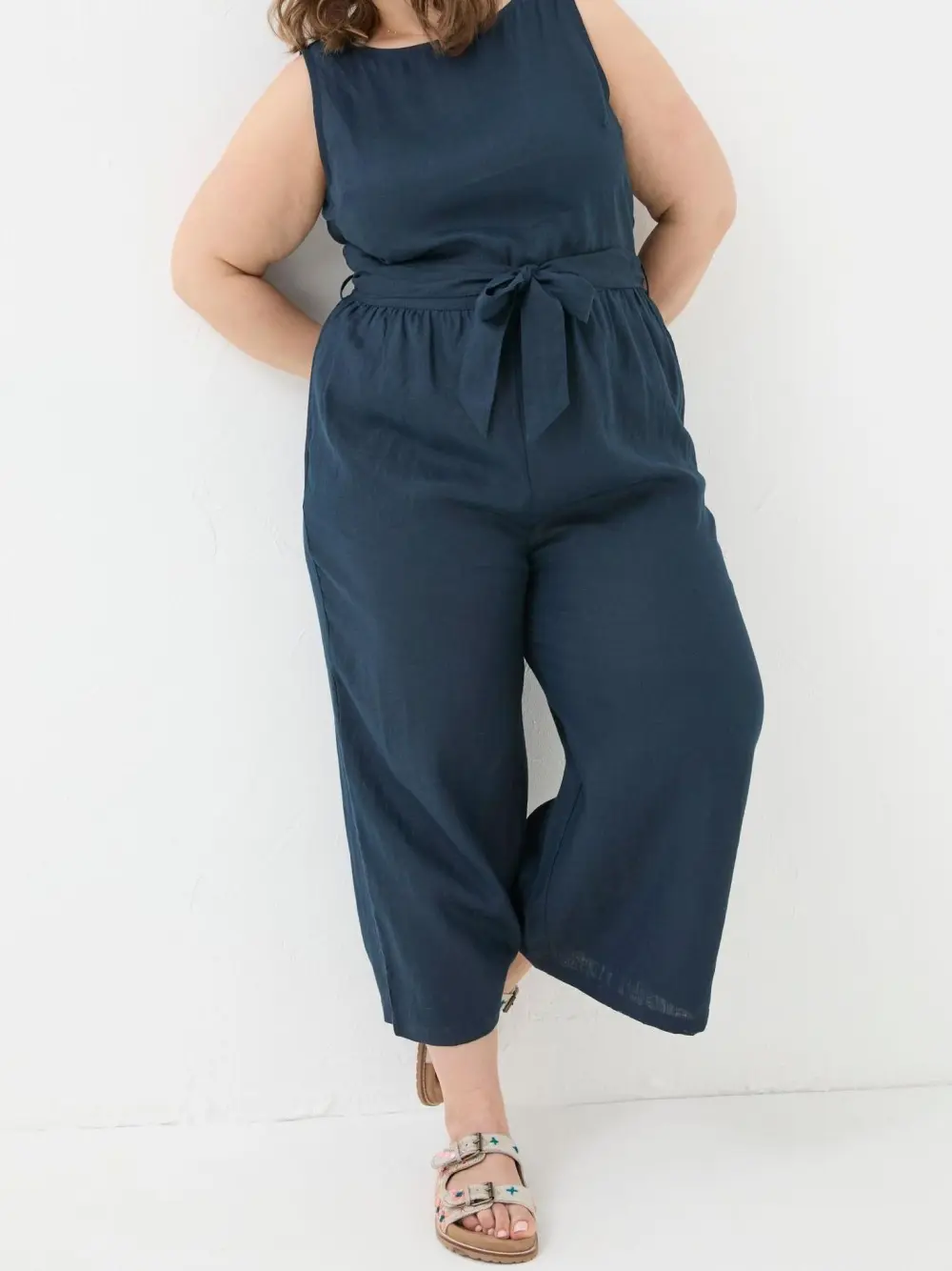 Liz Blue Linen Jumpsuit