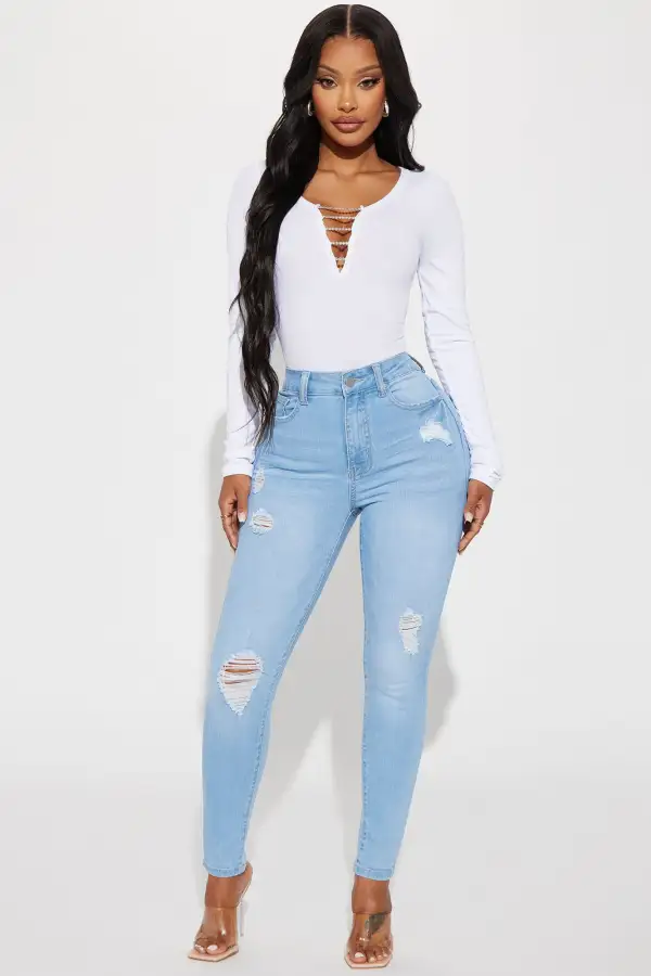 Tiff Rhinestone Bodysuit - White