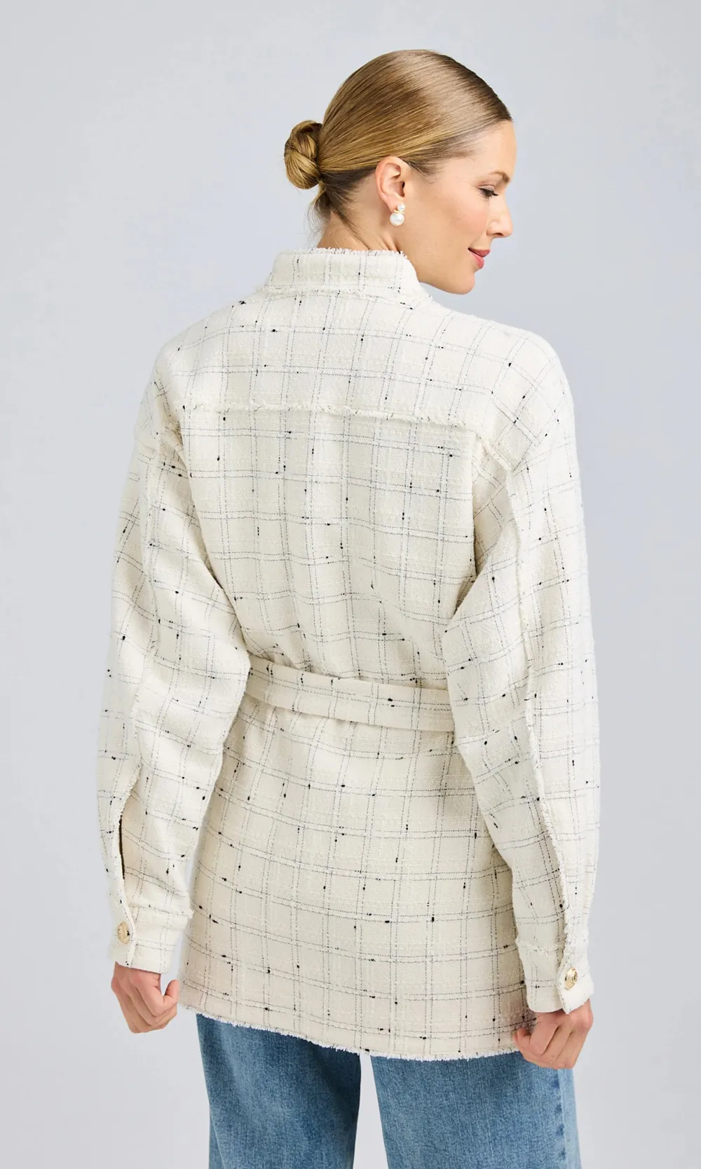 Tied Waist Tweed Jacket