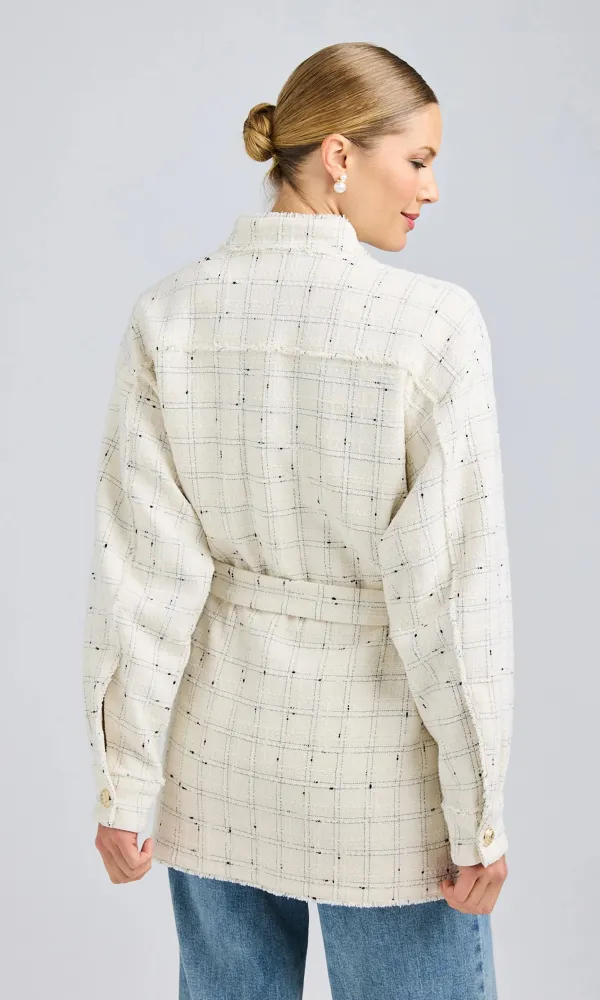 Tied Waist Tweed Jacket