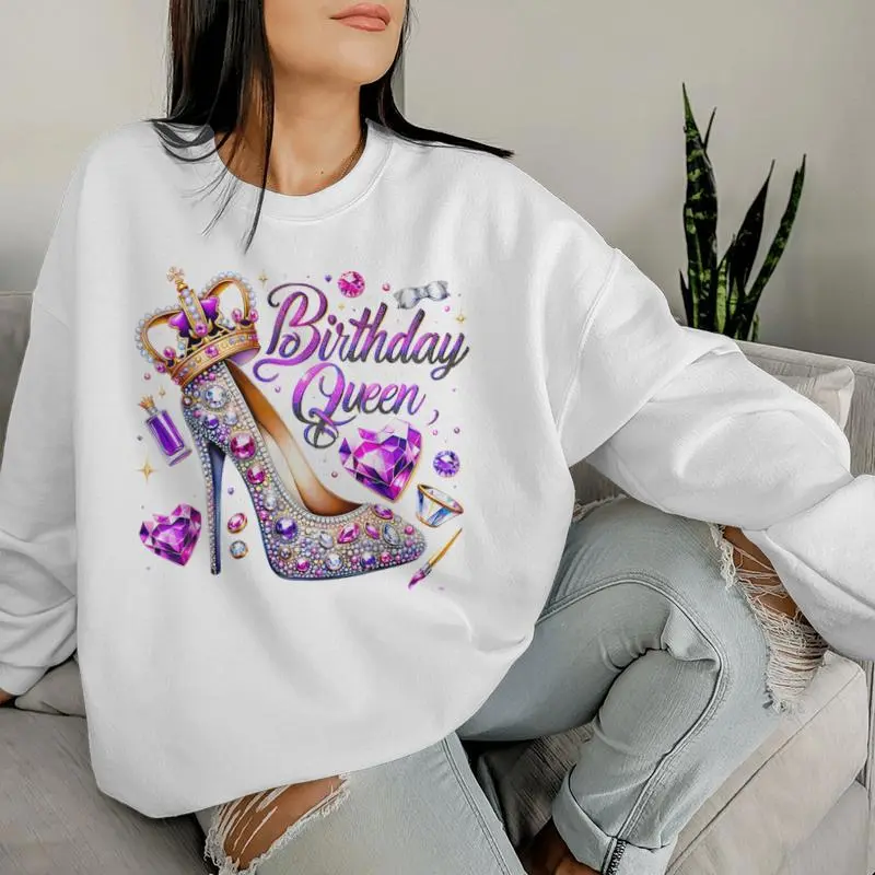 Birthday Queen Crown Hearts High Heel Girls Women Sweatshirt