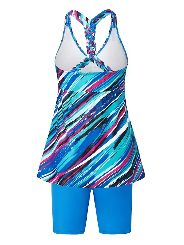 Casual Abstract  Printing Scoop Neck Tankinis Two-Piece Set