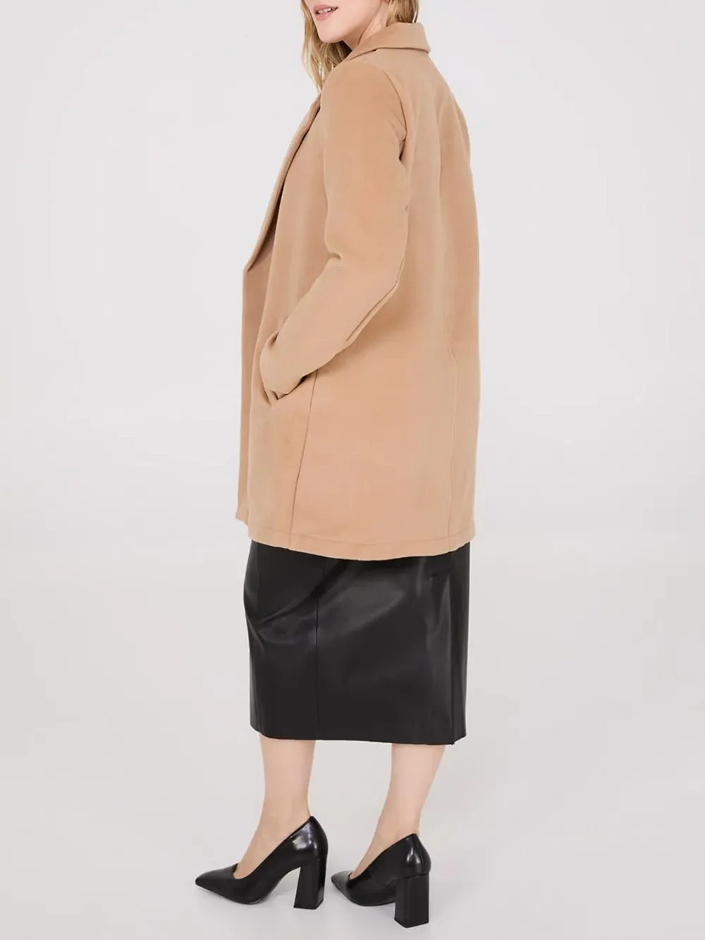 Camel Longline Wool Blend Coat