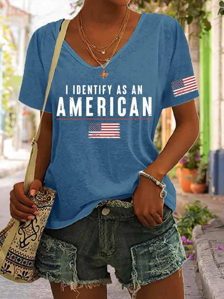Women'S I Identify As An American Short-Sleeved T-Shirt