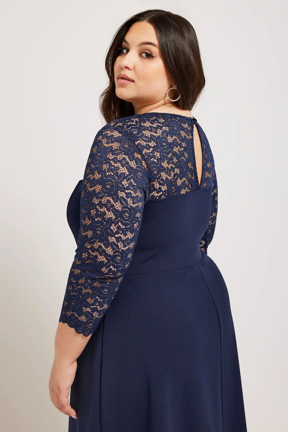 YOURS LONDON Curve Navy Blue Lace Sweetheart Dress